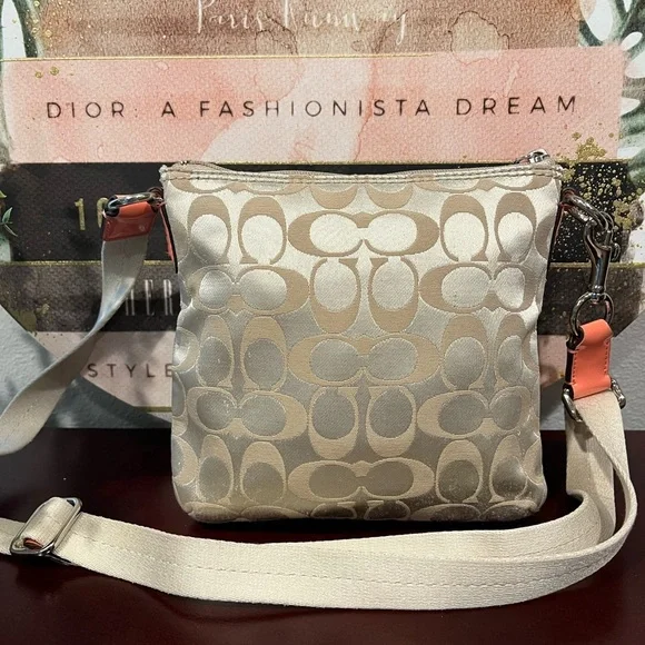 Coach Beige and Coral Crossbody Bag - Picture 4 of 8